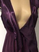 MADAME BUTTERFLY AUBERGINE TIE FRONT TUNIC DRESS SIZE 10