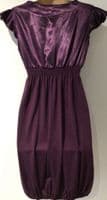 MADAME BUTTERFLY AUBERGINE TIE FRONT TUNIC DRESS SIZE 10
