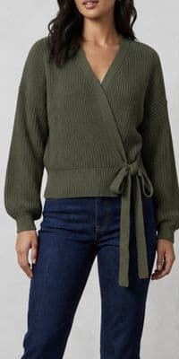MADE IN ITALY KHAKI CHUNKY KNIT WRAP CARDIGAN BNWT ONE SIZE 10-14