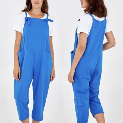 MADE IN ITALY ROYAL BLUE JERSEY JUMPSUIT/DUNGAREES ONE SIZE 10-18