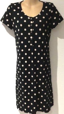 MAMALICIOUS  BLACK SPOTTY POPPER NIGHTDRESS SIZE M 10/12