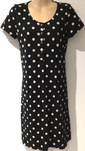 MAMALICIOUS  BLACK SPOTTY POPPER NIGHTDRESS SIZE M 10/12