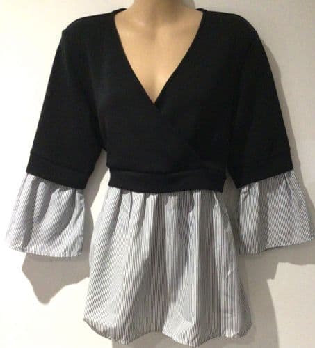 MAMALICIOUS BLACK WRAP SHIRT TOP SIZE M 12