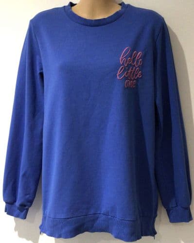 MAMALICIOUS BLUE EMBROIDERED ZIP MATERNITY & NURSING SWEATSHIRT SIZES 10 & 12