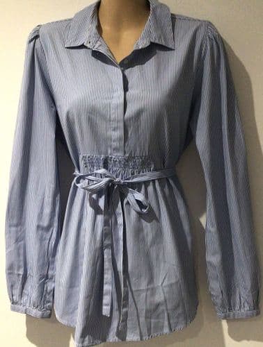 MAMALICIOUS BLUE STRIPE SHIRT TOP SIZE M 12