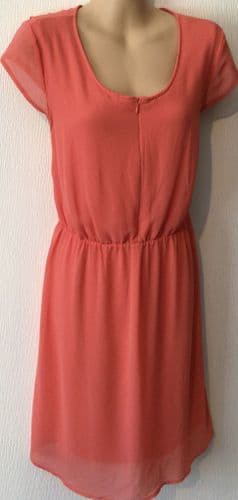 MAMALICIOUS CORAL ZIP FRONT NURSING DRESS L 12-14