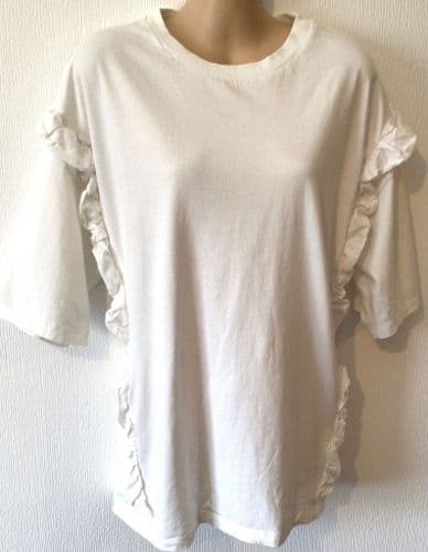 MAMALICIOUS CREAM FRILL JERSEY NURSING T-SHIRT TOP SIZE XL 16/18