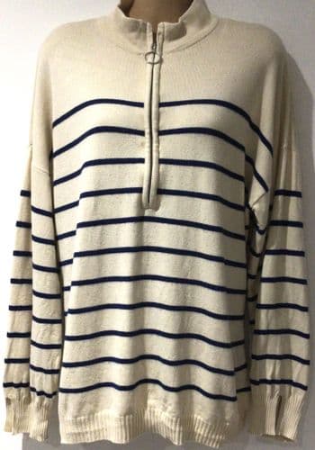 MAMALICIOUS CREAM STRIPE ZIP JUMPER SIZE M 12/14