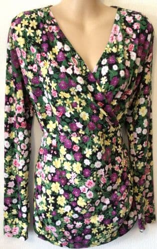 MAMALICIOUS GREEN FLORAL MATERNITY/NURSING TOP SIZE M 12-14