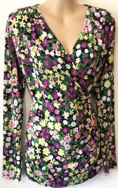 MAMALICIOUS GREEN FLORAL MATERNITY/NURSING TOP SIZE M 12-14