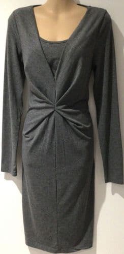 MAMALICIOUS GREY RUCH V NECK MATERNITY/NURSING DRESS SIZE M 12