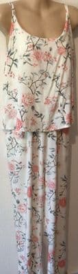 MAMALICIOUS IVORY FLORAL NURSING JUMPSUIT NEW SIZE L 14