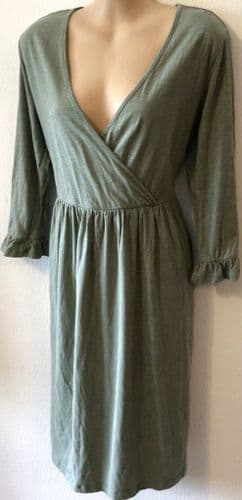 MAMALICIOUS KHAKI JERSEY WRAP MATERNITY/NURSING DRESS SIZE M 12