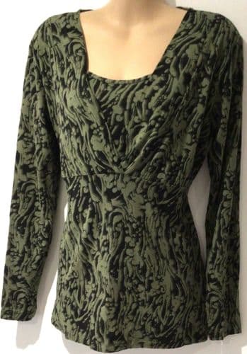 MAMALICIOUS KHAKI LONG SLEEVED CASUAL NURSING TOP SIZE L 14