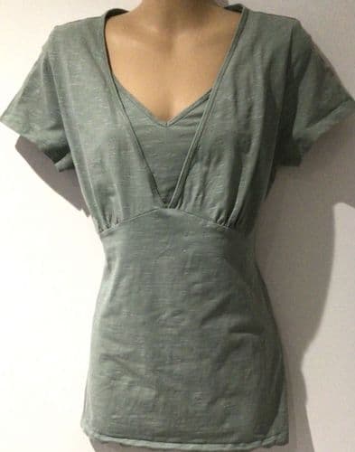 MAMALICIOUS KHAKI SHORT SLEEVED CASUAL NURSING TOP SIZE M 12