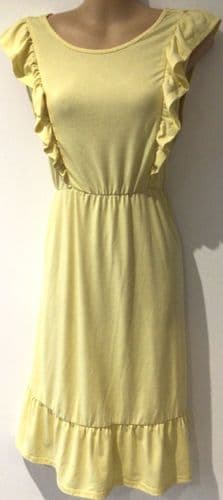 MAMALICIOUS LEMON FRILL JERSEY NURSING DRESS SIZE M 12