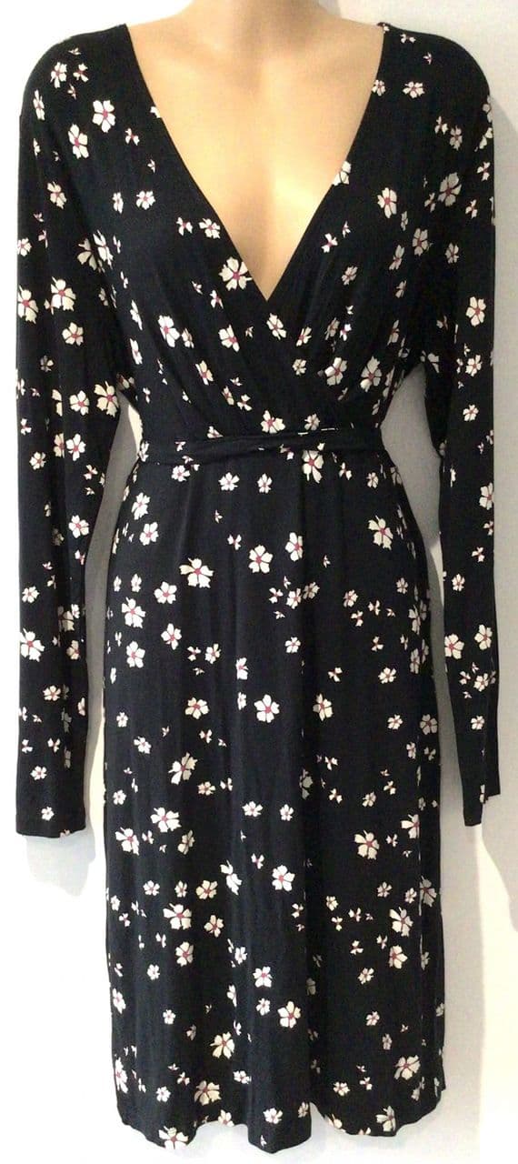 MAMALICIOUS MATERNITY BLACK FLORAL JERSEY WRAP DRESS BNWT SIZE XL 16