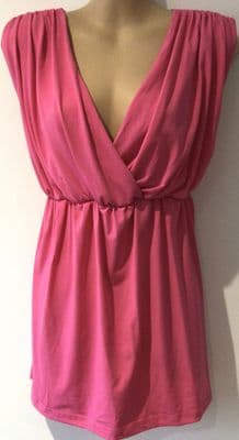 MAMALICIOUS MATERNITY/NURSING PINK LACE WRAP TOP SIZE L 14