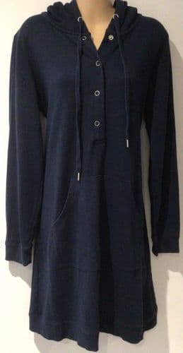 MAMALICIOUS NAVY POPPPER NURSING SWEATER HOODIE DRESS SIZE M 12/14