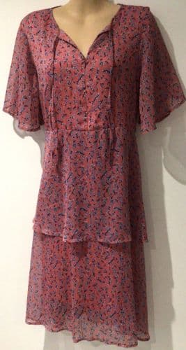 MAMALICIOUS PINK ZIP FRONT LAYER OCCASION MIDI DRESS SIZE M 12