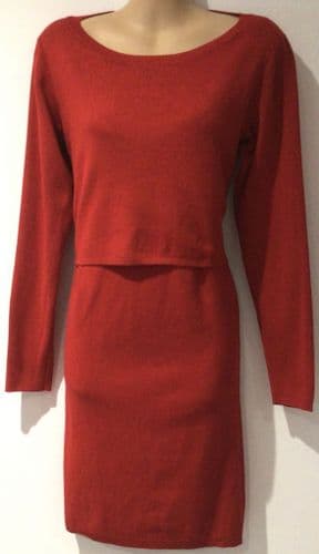 MAMALICIOUS RED KNIT MATERNITY/NURSING JUMPER DRESS M 12