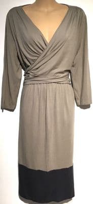 MAMALICIOUS TAUPE/CHARCOAL MATERNITY & NURSING DRESS L 14
