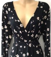 MAMLICIOUS MATERNITY BLACK FLORAL JERSEY WRAP DRESS BNWT SIZE XL 16