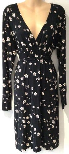 MAMLICIOUS MATERNITY BLACK FLORAL JERSEY WRAP DRESS BNWT SIZE XL 16