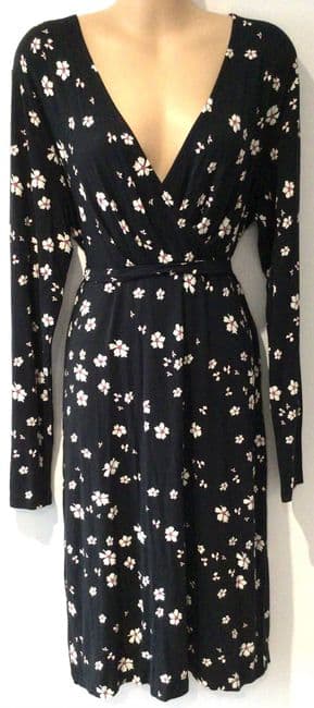 MAMLICIOUS MATERNITY BLACK FLORAL JERSEY WRAP DRESS BNWT SIZE XL 16