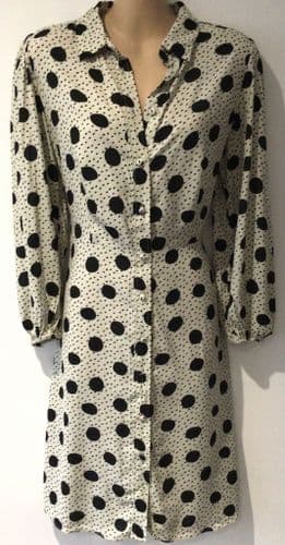 MANGO BEIGE SPOTTY MIDI SHIRT DRESS BNWT SIZE S 8/10