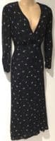 MANGO BLACK FLORAL OCCASION MIDI DRESS SIZE L 12-14
