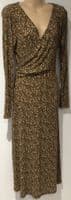 MANGO TOFFEE FLORAL WAFFLE MIDI WRAP DRESS SIZE L 14