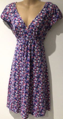 MANTARAY BLUE/PINK FLORAL PRINT JERSEY TUNIC DRESS SIZE 10