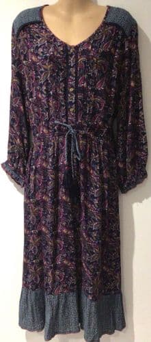 MANTARAY PURPLE/PINK PAISLEY PRINT MIDI SHIRT DRESS NEW SIZE 18