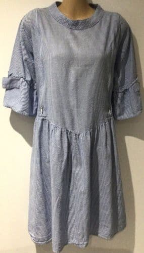 MILKBAR BLUE STRIPE COTTON NURSING TUNIC DRESS SIZE L 14