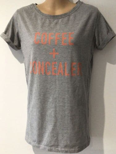 MILKY TEE GREY COFFEE + CONCEALER ZIP NURSING T-SHIRT TOP SIZE S 10