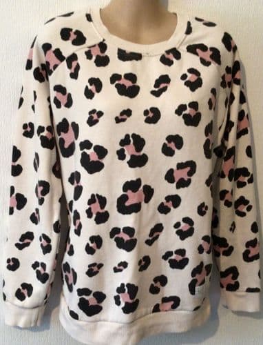 MILKY TEE ORGANIC CREAM LEOPARD PRINT ZIP NURSING SWEATER M/12