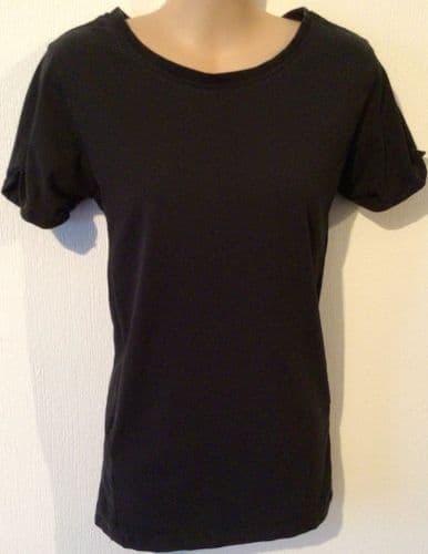 MILKY TEE PLAIN BLACK ZIP NURSING T-SHIRT TOP BNWT SIZE L 14