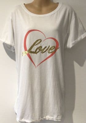 MILKY TEE WHITE LOVE ZIP NURSING T-SHIRT TOP SIZE XL 16-18