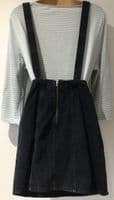 MONKI BLACK DENIM PINAFORE DUNGAREE DRESS SIZE 12