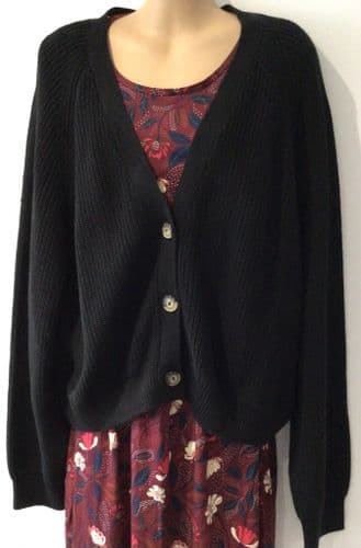 MONKI BLACK KNIT 3 BUTTON CARDIGAN BNWT SIZE XL 18-22