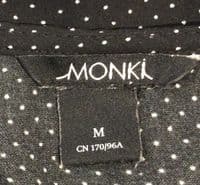 MONKI BLACK POLKA DOT BUTTON OVERSIZED TUNIC SHIRT DRESS SIZE M 12-16