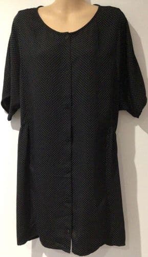 MONKI BLACK POLKA DOT BUTTON OVERSIZED TUNIC SHIRT DRESS SIZE M 12-16