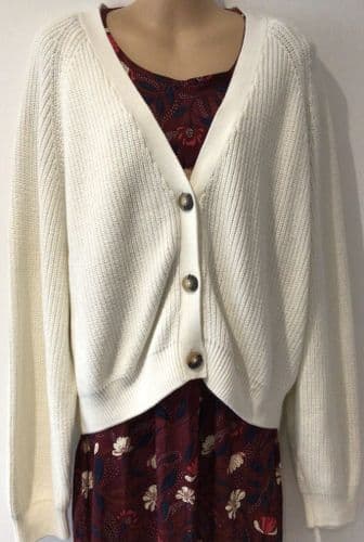 MONKI IVORY KNIT 3 BUTTON CARDIGAN BNWT SIZE XL 18-22
