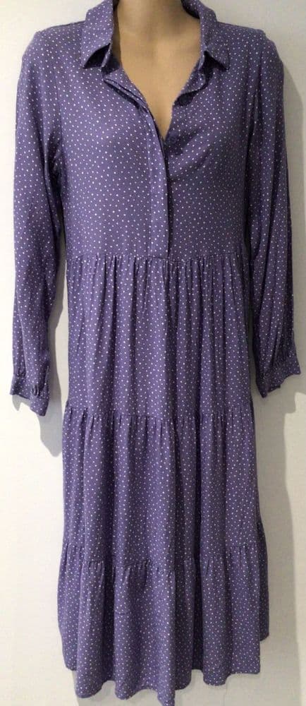 MONKI LILAC SPOTTY SHIRT MIDI DRESS SIZE XXS 6/8