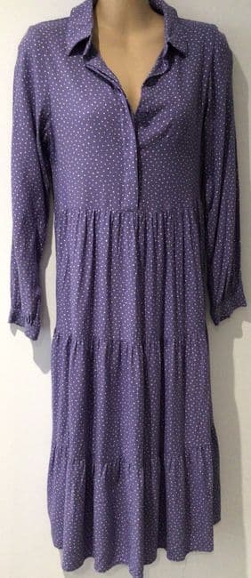 MONKI LILAC SPOTTY SHIRT MIDI DRESS SIZE XXS 6/8