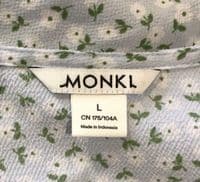 MONKI PALE BLUE FLORAL WRAP DRESS SIZE L 14/16