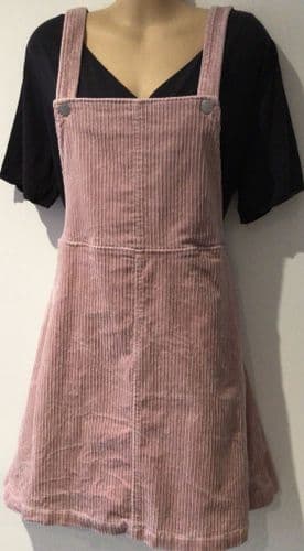 MONKI PALE PINK CORD PINAFORE DUNGAREE DRESS SIZE L 14/16
