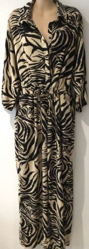 MONKI TAN/BLACK ZEBRA PRINT BUTTON JUMPSUIT SIZE XL 16-20