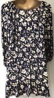 MONSOON NAVY FLORAL WRAP JERSEY TOP SIZE L 16/18